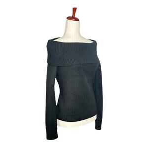 PrettyGarden Black Off-Shoulder Ribbed Sweater Top Cozy Date Night Minimal M
